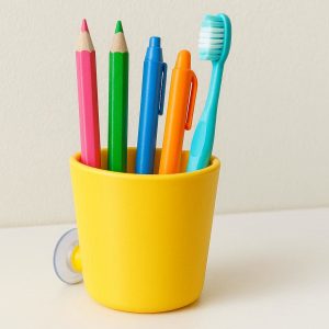 6 Cute Cartoon Pen Holder with Suction Cup for Kids Desk and Bathroom