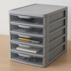 9 Stackable Plastic Desktop Organizer with 5 Drawers for Office Supplies Storage